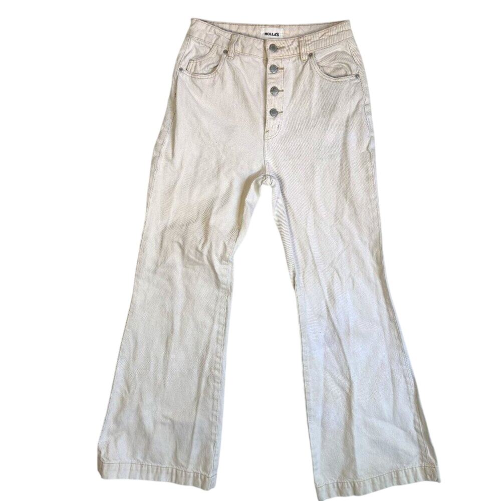 Rolla's Eastcoast Flare Boho High Rise Denim Jeans Pants Cream White 27